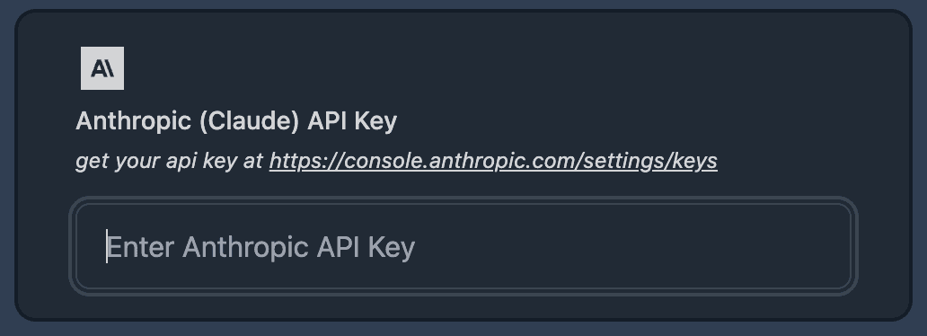Ghost Coder's API key input